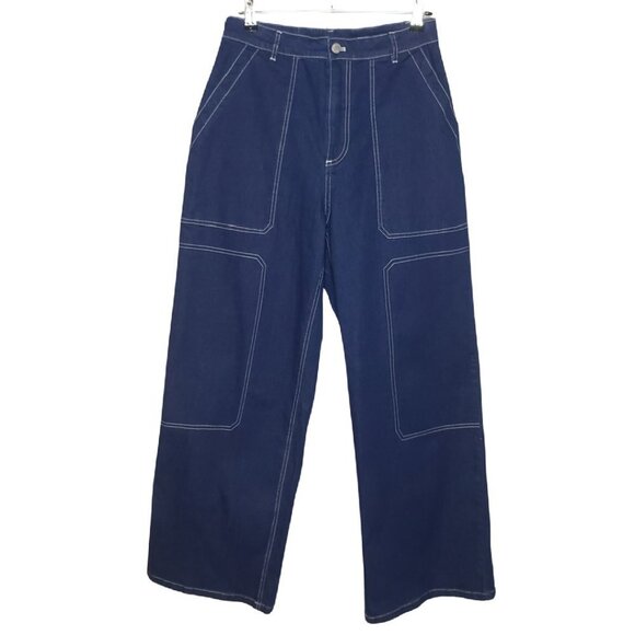 By DYLN Women's Cargo Style Dark Wash "Cooper" Wide-Leg Jeans Sz M (1135) - Picture 1 of 8